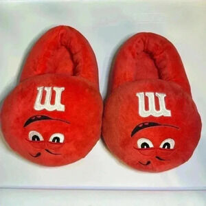 EUC Red Candy M&Ms Size Adult S M House Slippers Costume Halloween Dress Up